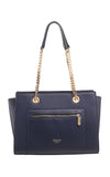 Navy Classic Ring Chain Shoulder Bag - Bessie London