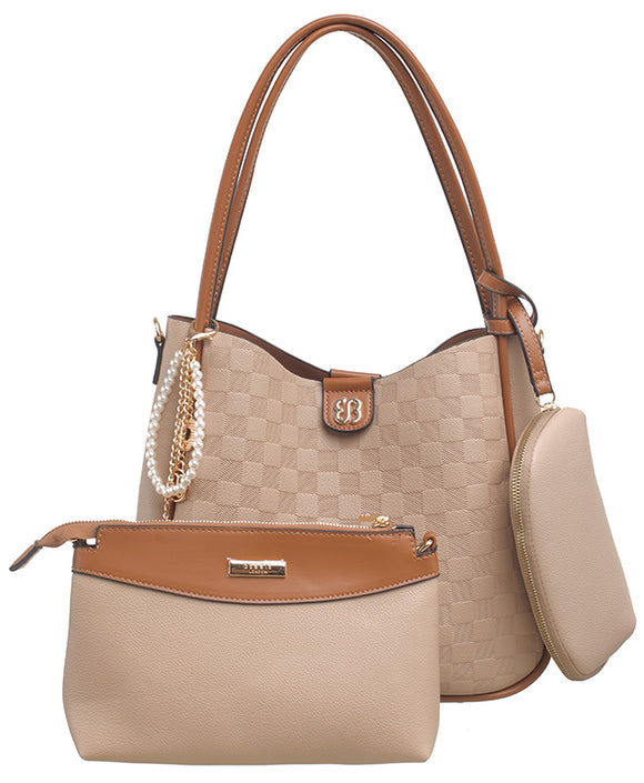 BESSIE LONDON Khaki Checkerboard 2in1 Shoulder Bag
