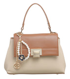 BESSIE LONDON Beige Flap Over Crossbody Bag