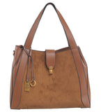 BESSIE LONDON Tan Faux Suede Shoulder Bag