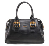 BESSIE LONDON Black Double Buckle Satchel