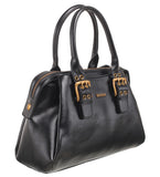 BESSIE LONDON Black Double Buckle Satchel