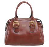BESSIE LONDON Tan Double Buckle Satchel