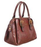 BESSIE LONDON Tan Double Buckle Satchel