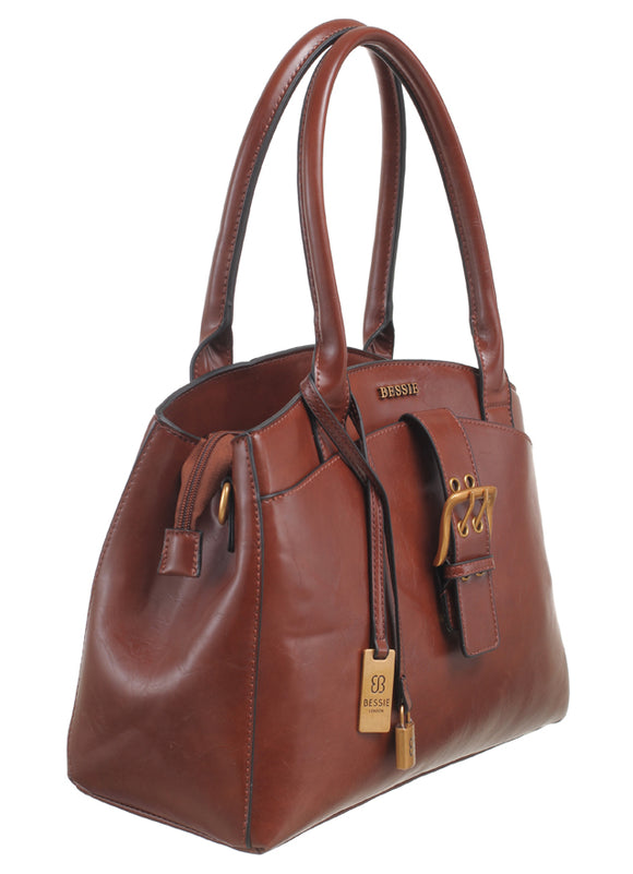 BESSIE LONDON Tan Buckle Shoulder Bag