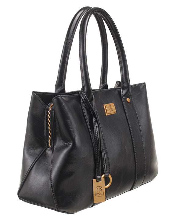 BESSIE LONDON Black Ring Charm Tote Bag