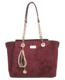 BESSIE LONDON Burgundy Glamour Chain Shopper Bag