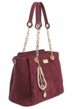 BESSIE LONDON Burgundy Glamour Chain Shopper Bag
