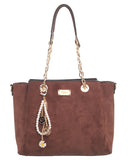 BESSIE LONDON Coffee Glamour Chain Shopper Bag