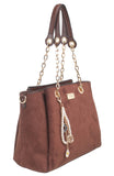 BESSIE LONDON Coffee Glamour Chain Shopper Bag
