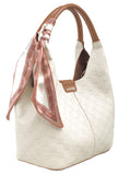 BESSIE LONDON Beige Checkerboard Slouchy Shoulder Bag