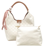 BESSIE LONDON Beige Checkerboard Slouchy Shoulder Bag