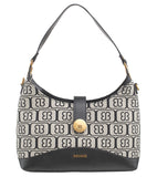 BESSIE LONDON Grey Signature Monogram Shoulder Bag