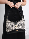 BESSIE LONDON Grey Signature Monogram Shoulder Bag