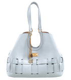 BESSIE LONDON Blue Weave Shoulder Bag