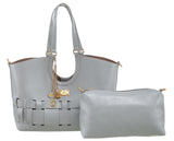 BESSIE LONDON Grey Weave Shoulder Bag