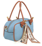 BESSIE LONDON Blue Textured Knot Bowling Bag