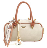 BESSIE LONDON Beige Textured Knot Bowling Bag
