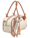 BESSIE LONDON Beige Textured Knot Bowling Bag