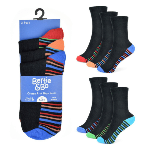 Boys Striped Sole Socks - 3pp