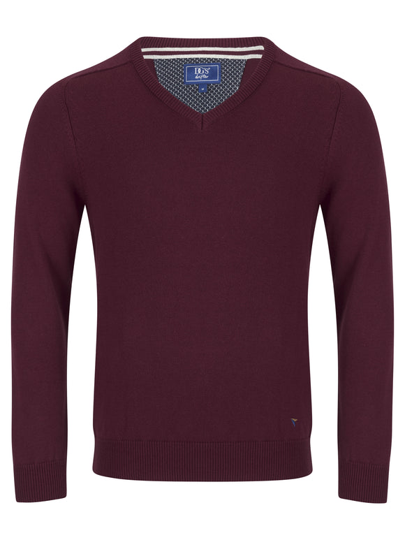 DG's Drifter Red Long Sleeve V-Neck Sweater