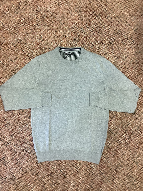 Remus Uomo Light Grey Long Sleeve Crew Neck Sweater