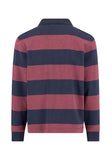 FYNCH HATTON Deep Merlot Striped Rugby Sweat