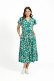 MUDFLOWER Green Leaf Print Summer Dress 242