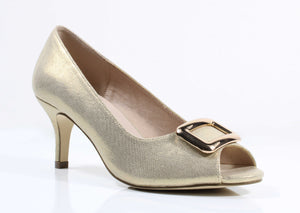 COCO RITZ Metallic Gold Peep Toe Shoe