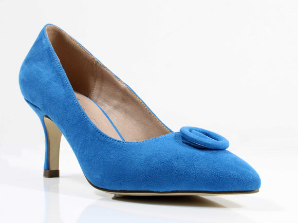 COCO RITZ Blue Buckle Trim Court Shoe