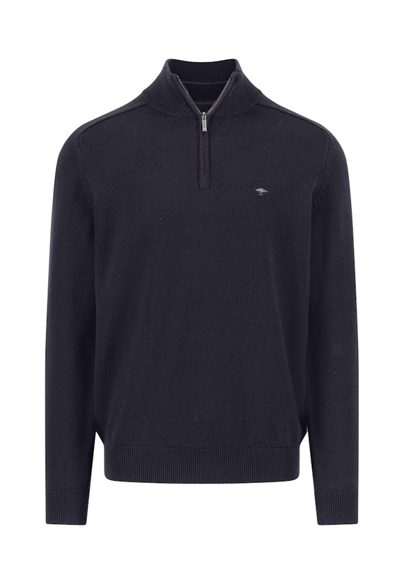 FYNCH HATTON Navy 1/4 Zip Sweater
