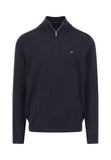 FYNCH HATTON Navy 1/4 Zip Sweater