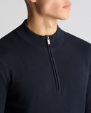 Remus Uomo Navy Long Sleeve Half Zip Sweater