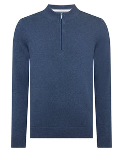 Remus Uomo Blue Long Sleeve Half Zip Sweater