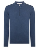 Remus Uomo Blue Long Sleeve Half Zip Sweater