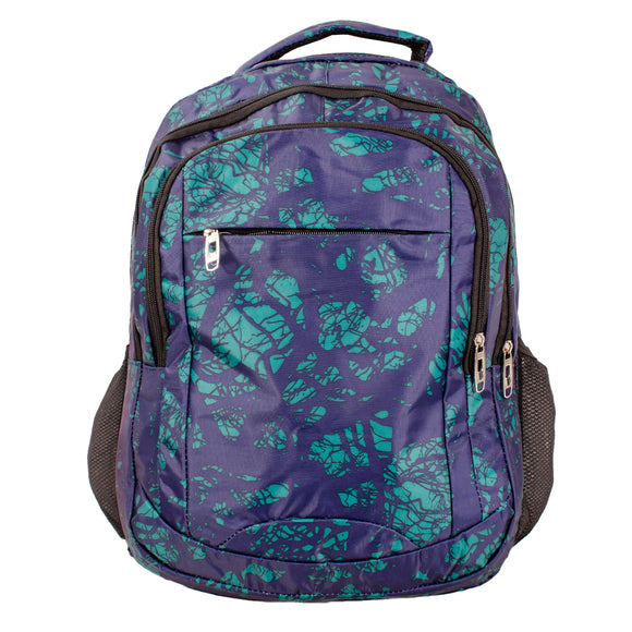 Navy & Green Patterned Backpack