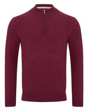 Remus Uomo Dark Red Long Sleeve Half Zip Sweater