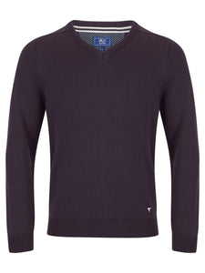 DG's Drifter Dark Purple Long Sleeve V-Neck Sweater