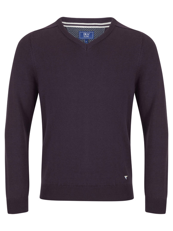 DG's Drifter Dark Purple Long Sleeve V-Neck Sweater