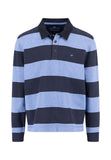 FYNCH HATTON Blue Striped Rugby Sweat