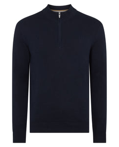 Remus Uomo Navy Long Sleeve Half Zip Sweater