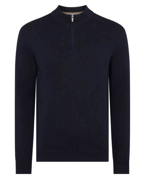 Remus Uomo Navy Long Sleeve Half Zip Sweater