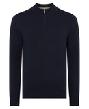 Remus Uomo Navy Long Sleeve Half Zip Sweater