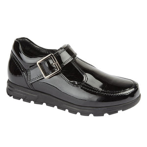 ROAMERS Black Patent T-Bar Shoe