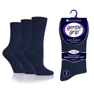 GENTLE GRIP Plain Navy - 3 Pair Pack