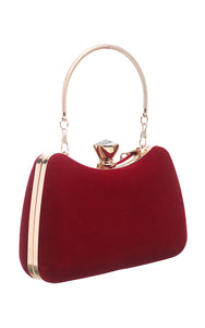 Red Vintage Velvet Top Handle Clutch Bag - Bessie London