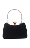 Black Vintage Velvet Top Handle Clutch Bag - Bessie London