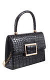 BESSIE LONDON Black Croc Bag