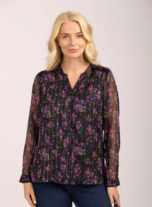 MUDFLOWER Black Floral Blouse