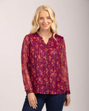 MUDFLOWER Wine Floral Blouse